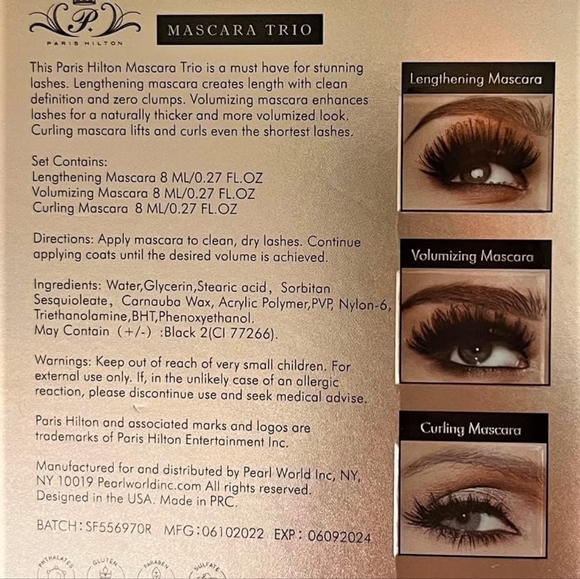 Paris Hilton Mascara Trio Set Thicker Fuller Lasher Excellent Price - Picture 2 of 2